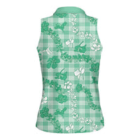 Omaomao Aloha Hawaii Women Sleeveless Polo Shirt Plumeria Lei With Palaka Motif LT14 - Polynesian Pride