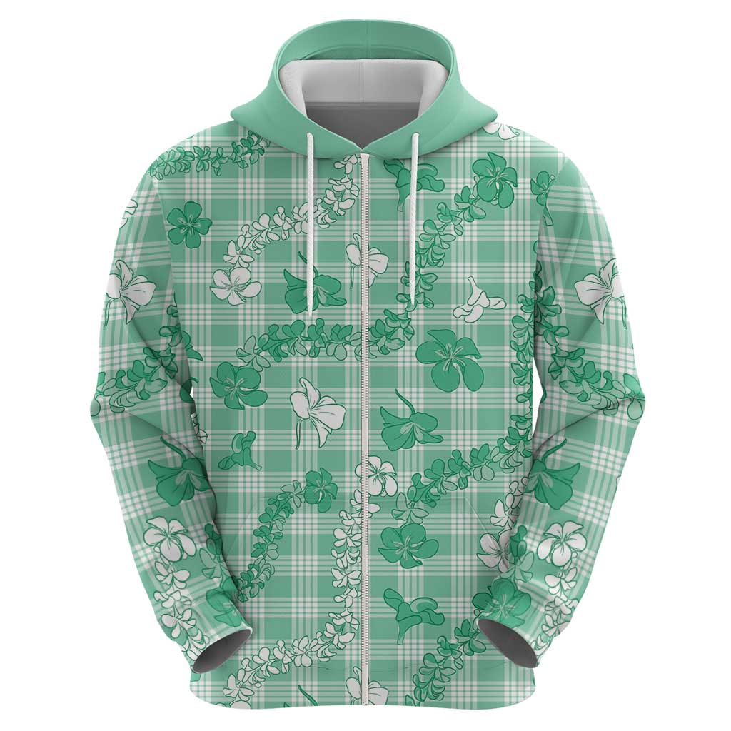 Omaomao Aloha Hawaii Zip Hoodie Plumeria Lei With Palaka Motif - Polynesian Pride