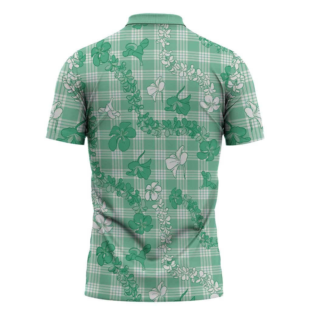 Omaomao Aloha Hawaii Zipper Polo Shirt Plumeria Lei With Palaka Motif LT14 - Polynesian Pride