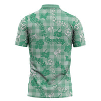 Omaomao Aloha Hawaii Zipper Polo Shirt Plumeria Lei With Palaka Motif LT14 - Polynesian Pride