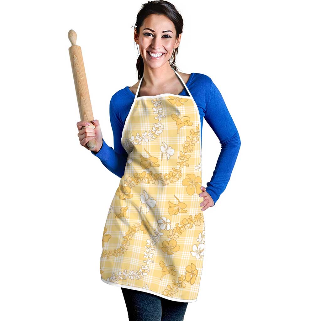Melemele Aloha Hawaii Apron Plumeria Lei With Palaka Motif - Polynesian Pride