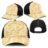 Melemele Aloha Hawaii Baseball Net Cap Plumeria Lei With Palaka Motif - Polynesian Pride