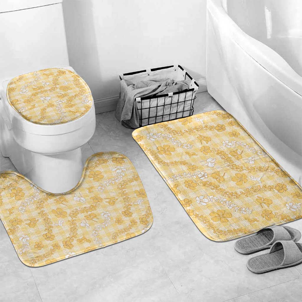 Melemele Aloha Hawaii Bathroom Set Plumeria Lei With Palaka Motif - Polynesian Pride
