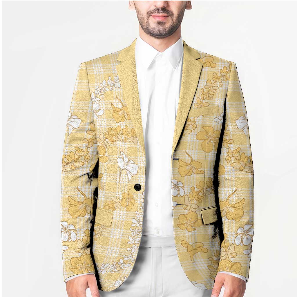 Melemele Aloha Hawaii Blazer Plumeria Lei With Palaka Motif - Polynesian Pride