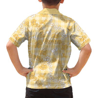 Melemele Aloha Hawaii Family Matching Puletasi and Hawaiian Shirt Plumeria Lei With Palaka Motif LT14 - Polynesian Pride