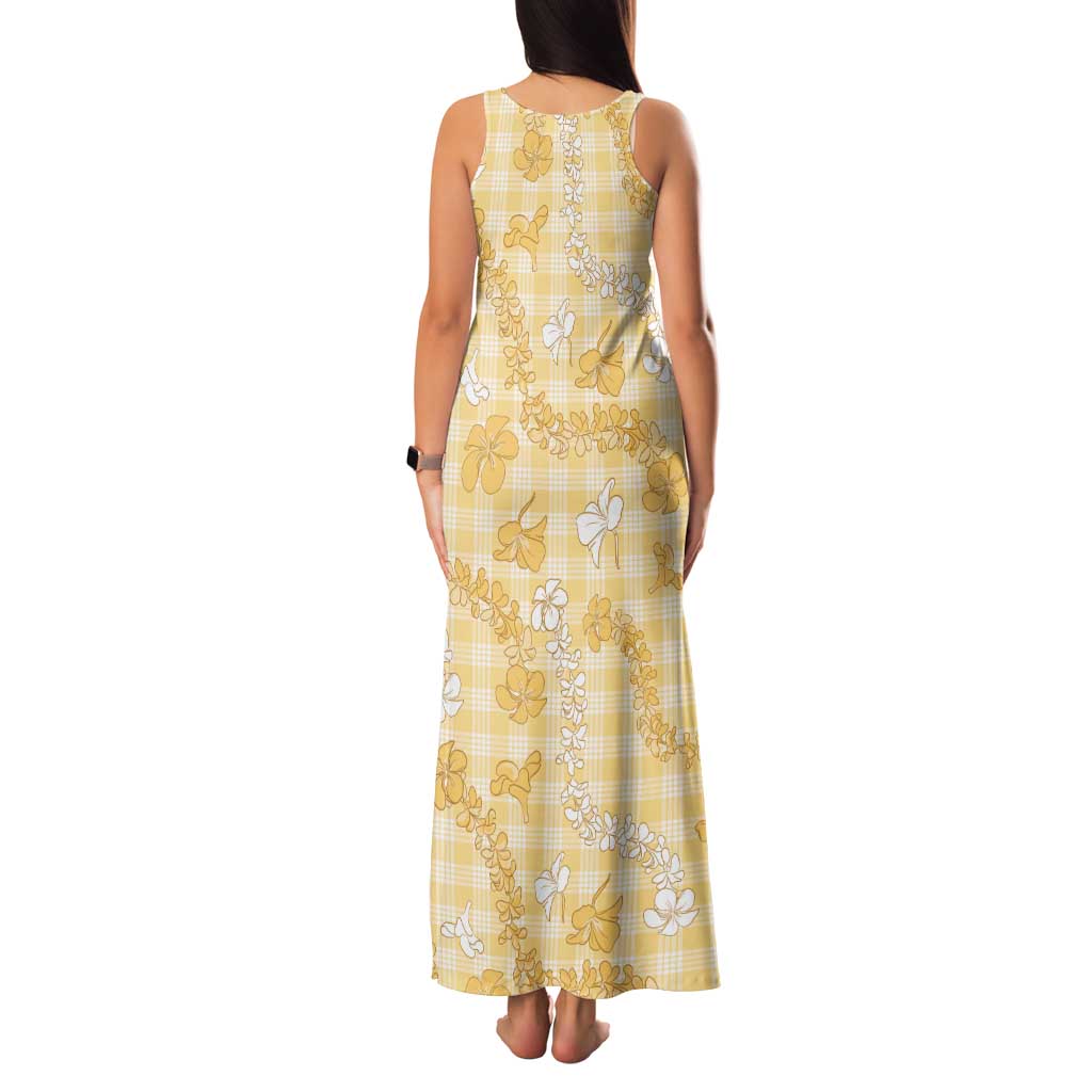 Melemele Aloha Hawaii Family Matching Tank Maxi Dress and Hawaiian Shirt Plumeria Lei With Palaka Motif LT14 - Polynesian Pride