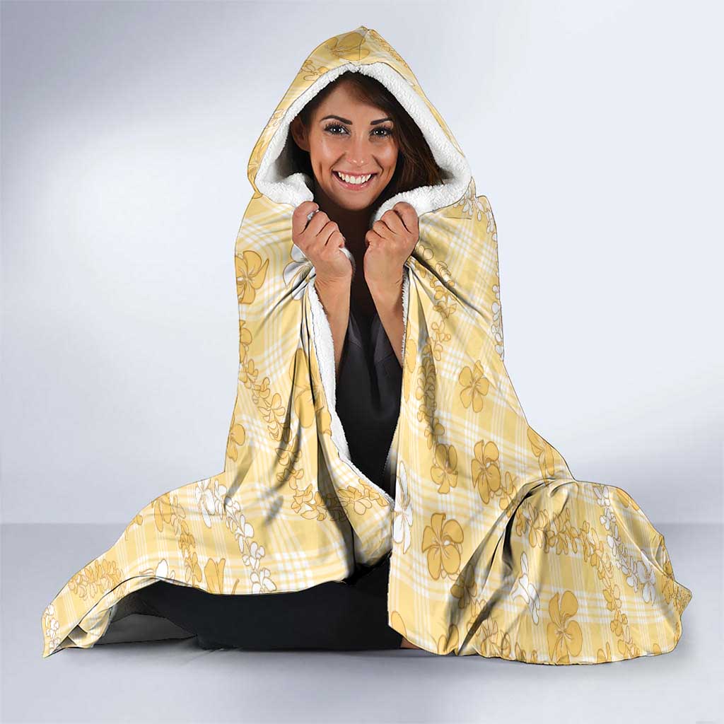 Melemele Aloha Hawaii Hooded Blanket Plumeria Lei With Palaka Motif - Polynesian Pride