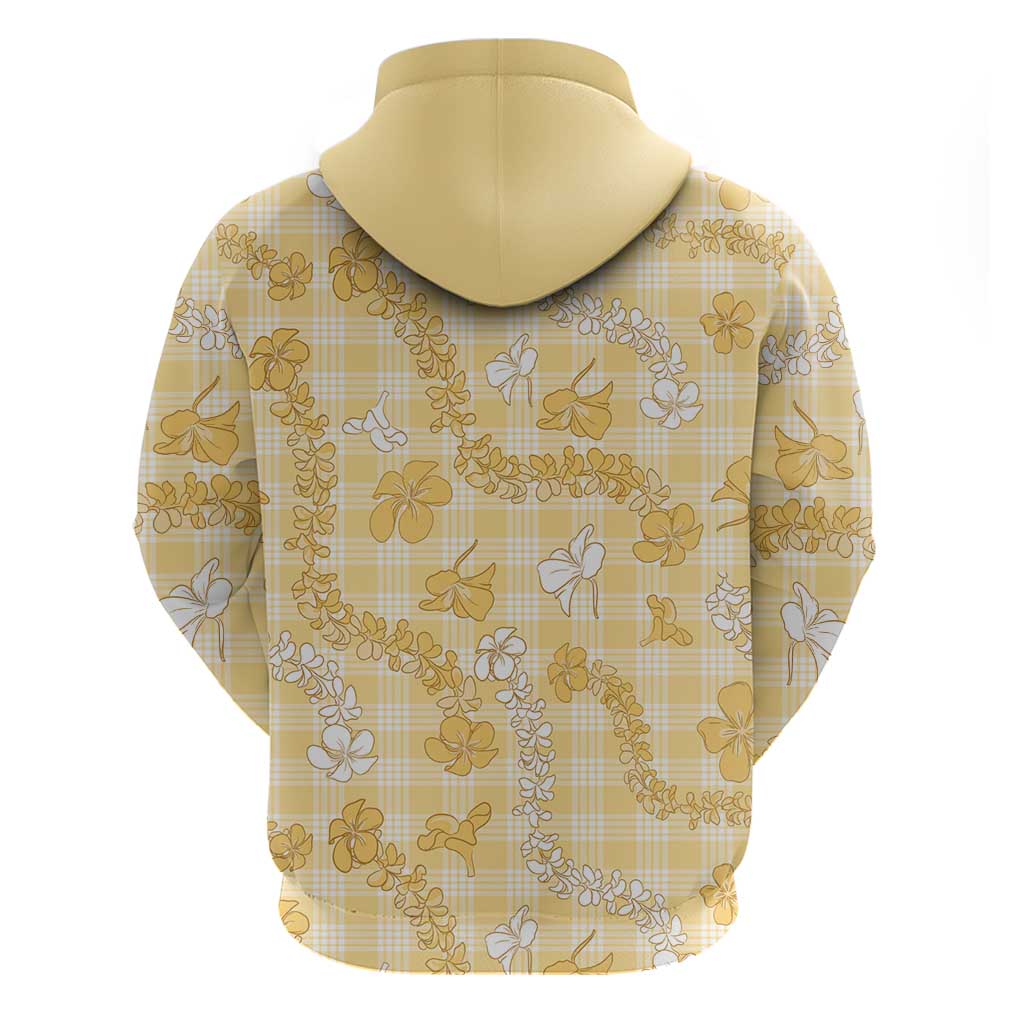 Melemele Aloha Hawaii Hoodie Plumeria Lei With Palaka Motif - Polynesian Pride