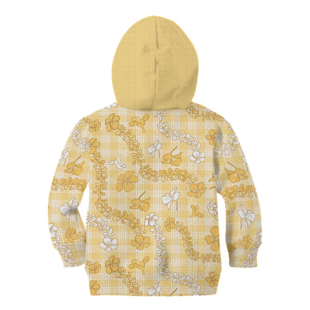 Melemele Aloha Hawaii Kid Hoodie Plumeria Lei With Palaka Motif LT14 - Polynesian Pride