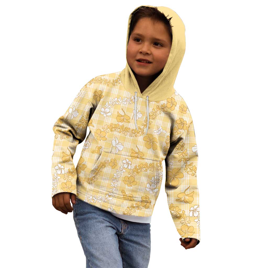 Melemele Aloha Hawaii Kid Hoodie Plumeria Lei With Palaka Motif LT14 - Polynesian Pride