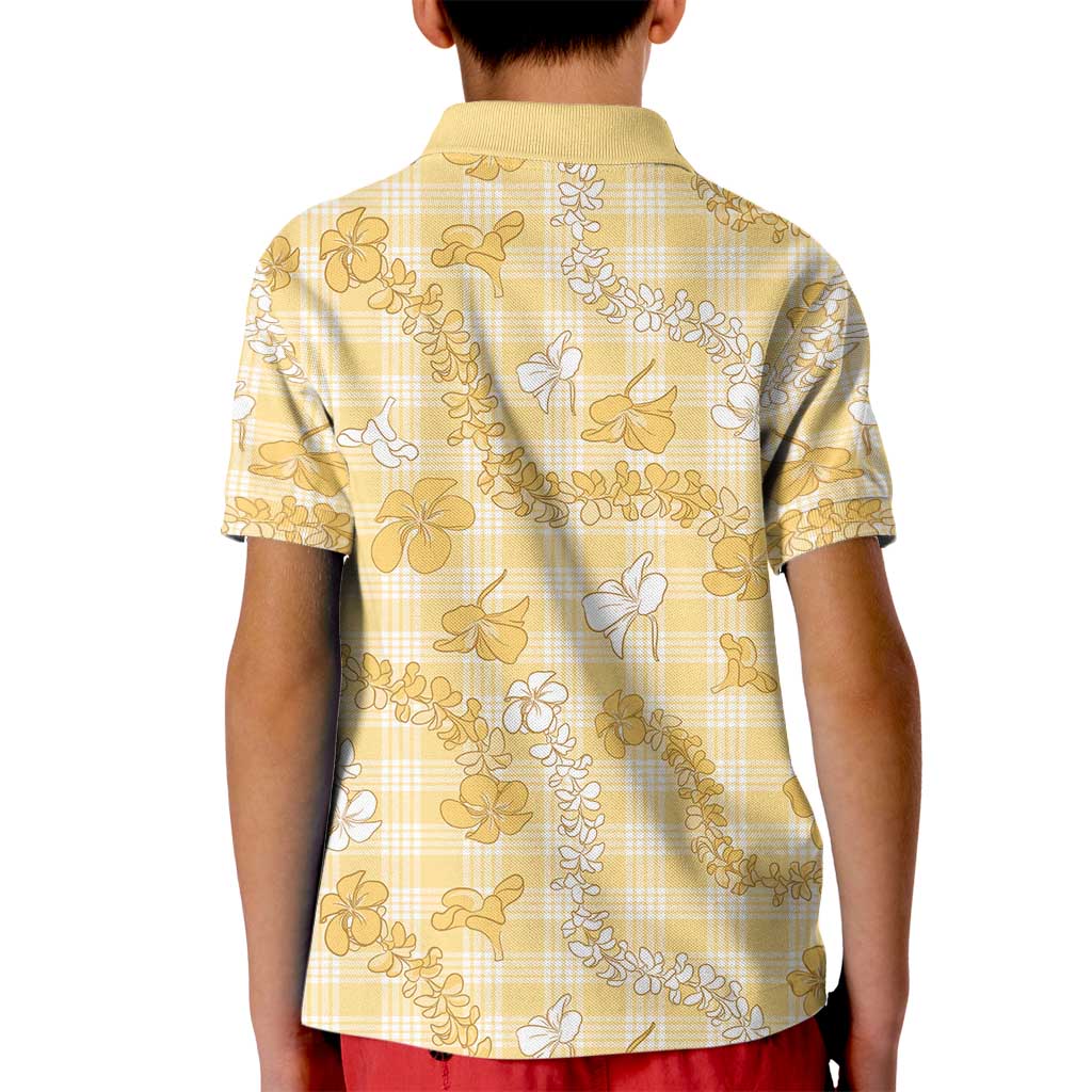 Melemele Aloha Hawaii Kid Polo Shirt Plumeria Lei With Palaka Motif LT14 - Polynesian Pride