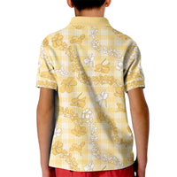 Melemele Aloha Hawaii Kid Polo Shirt Plumeria Lei With Palaka Motif LT14 - Polynesian Pride