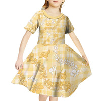 Melemele Aloha Hawaii Kid Short Sleeve Dress Plumeria Lei With Palaka Motif LT14 - Polynesian Pride