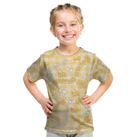 Melemele Aloha Hawaii Kid T Shirt Plumeria Lei With Palaka Motif - Polynesian Pride