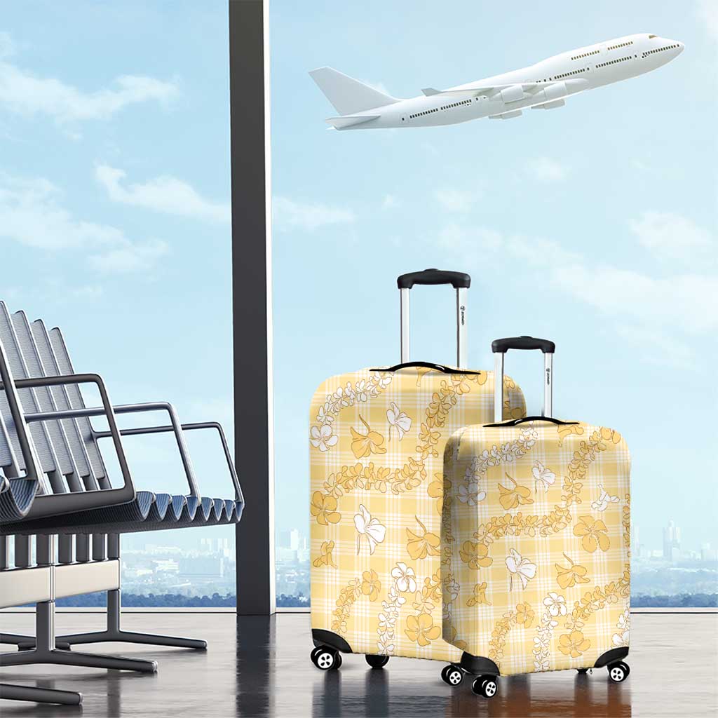 Melemele Aloha Hawaii Luggage Cover Plumeria Lei With Palaka Motif - Polynesian Pride