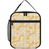 Melemele Aloha Hawaii Lunch Bag Plumeria Lei With Palaka Motif
