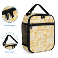 Melemele Aloha Hawaii Lunch Bag Plumeria Lei With Palaka Motif
