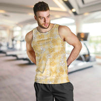 Melemele Aloha Hawaii Men Tank Top Plumeria Lei With Palaka Motif - Polynesian Pride