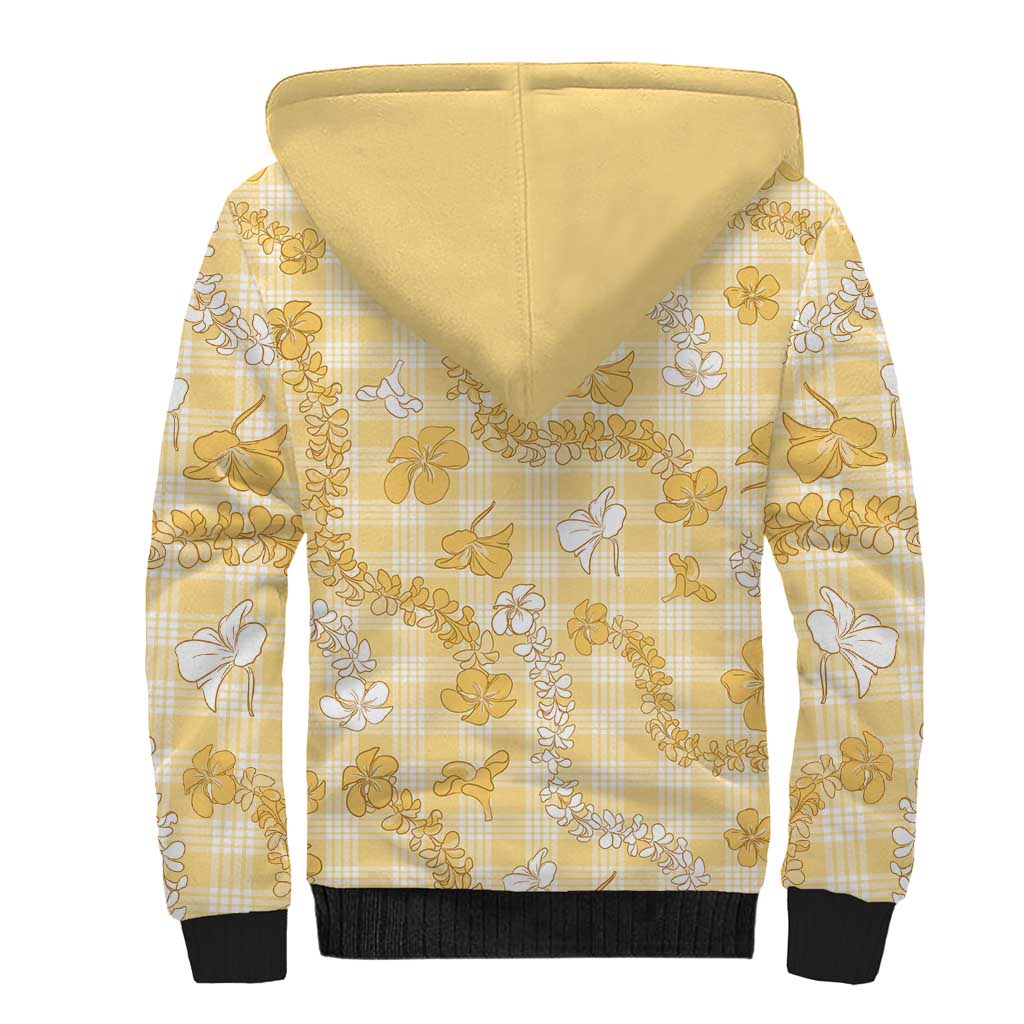 Melemele Aloha Hawaii Sherpa Hoodie Plumeria Lei With Palaka Motif LT14 - Polynesian Pride