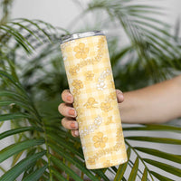 Melemele Aloha Hawaii Skinny Tumbler Plumeria Lei With Palaka Motif LT14 - Polynesian Pride