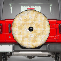Melemele Aloha Hawaii Spare Tire Cover Plumeria Lei With Palaka Motif LT14 - Polynesian Pride