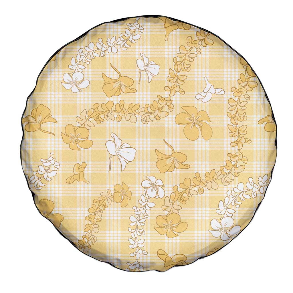 Melemele Aloha Hawaii Spare Tire Cover Plumeria Lei With Palaka Motif LT14 - Polynesian Pride
