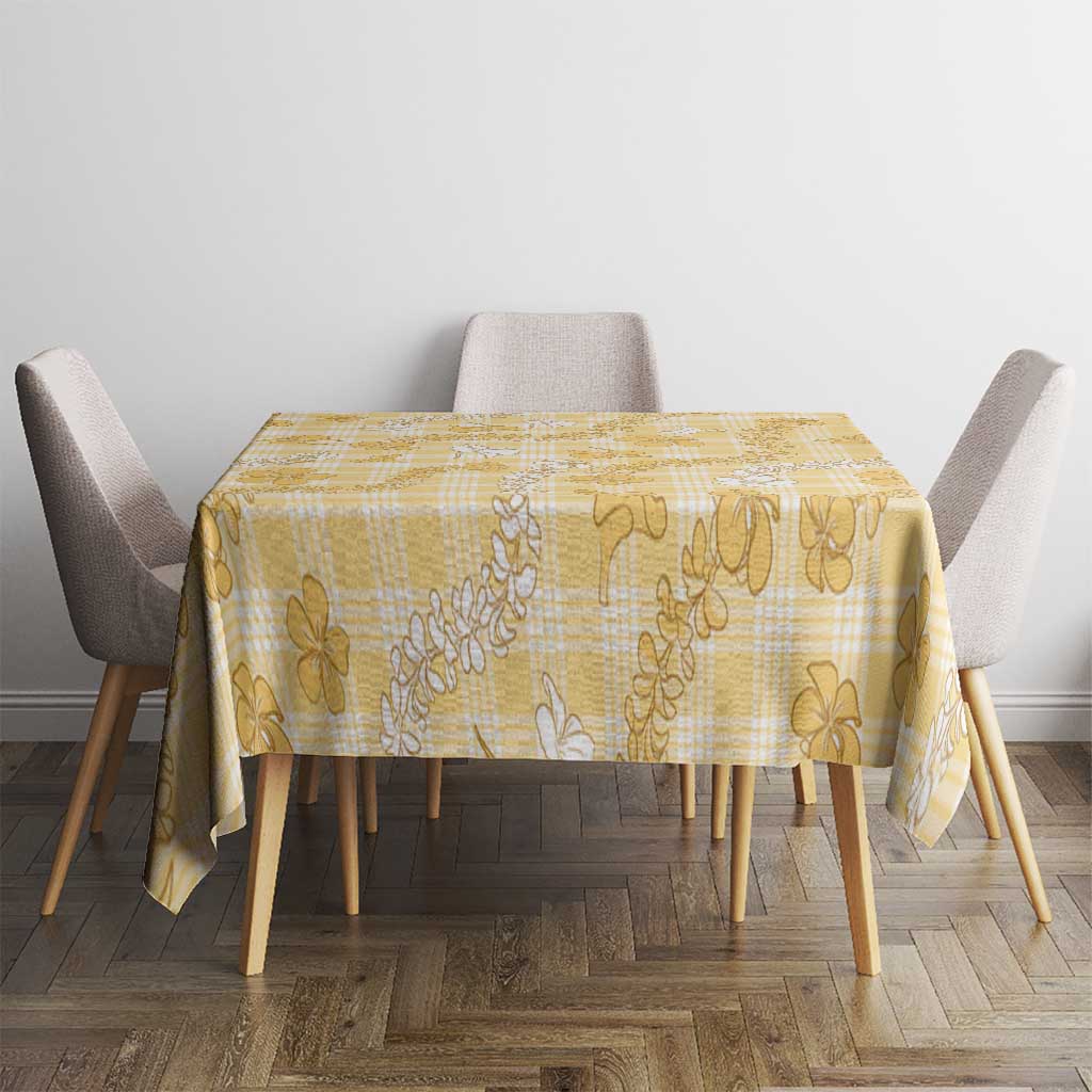 Melemele Aloha Hawaii Tablecloth Plumeria Lei With Palaka Motif - Polynesian Pride