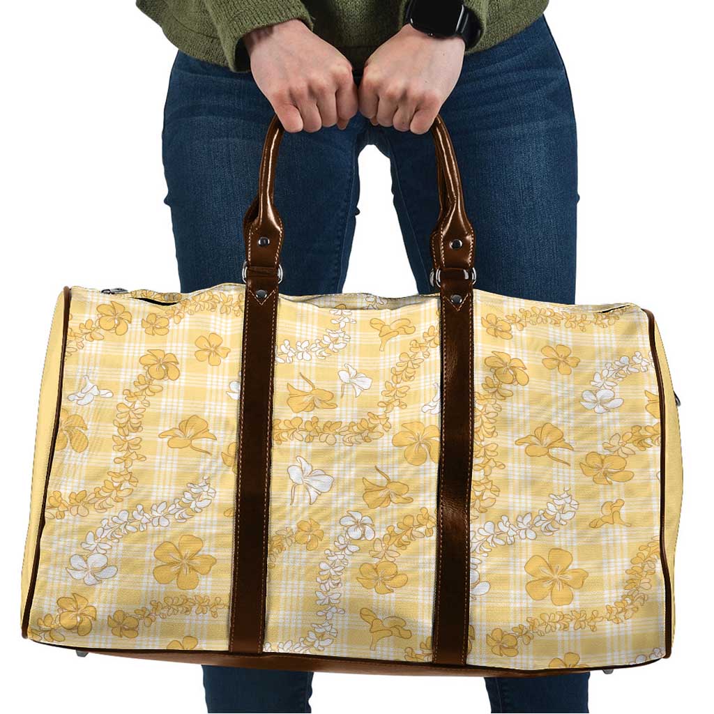 Melemele Aloha Hawaii Travel Bag Plumeria Lei With Palaka Motif - Polynesian Pride