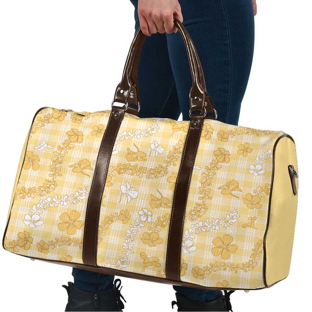 Melemele Aloha Hawaii Travel Bag Plumeria Lei With Palaka Motif - Polynesian Pride