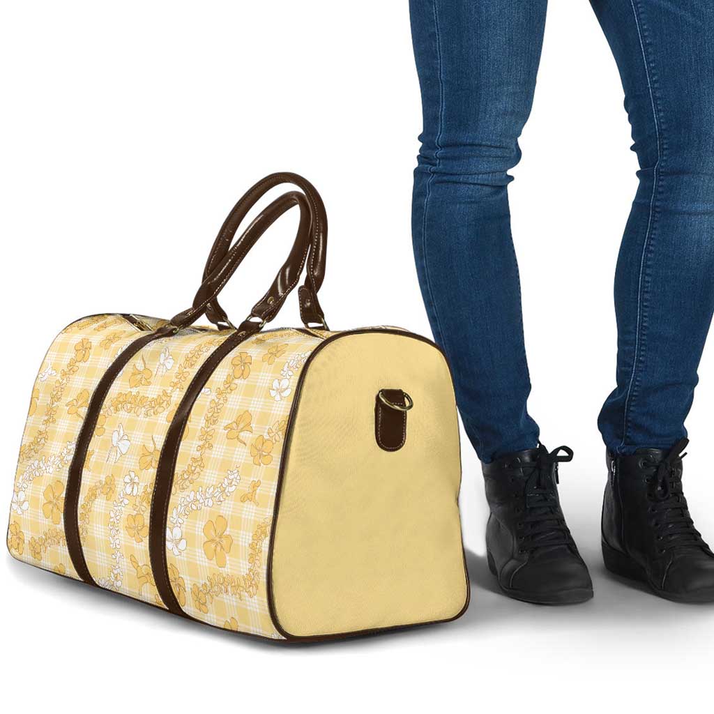 Melemele Aloha Hawaii Travel Bag Plumeria Lei With Palaka Motif - Polynesian Pride