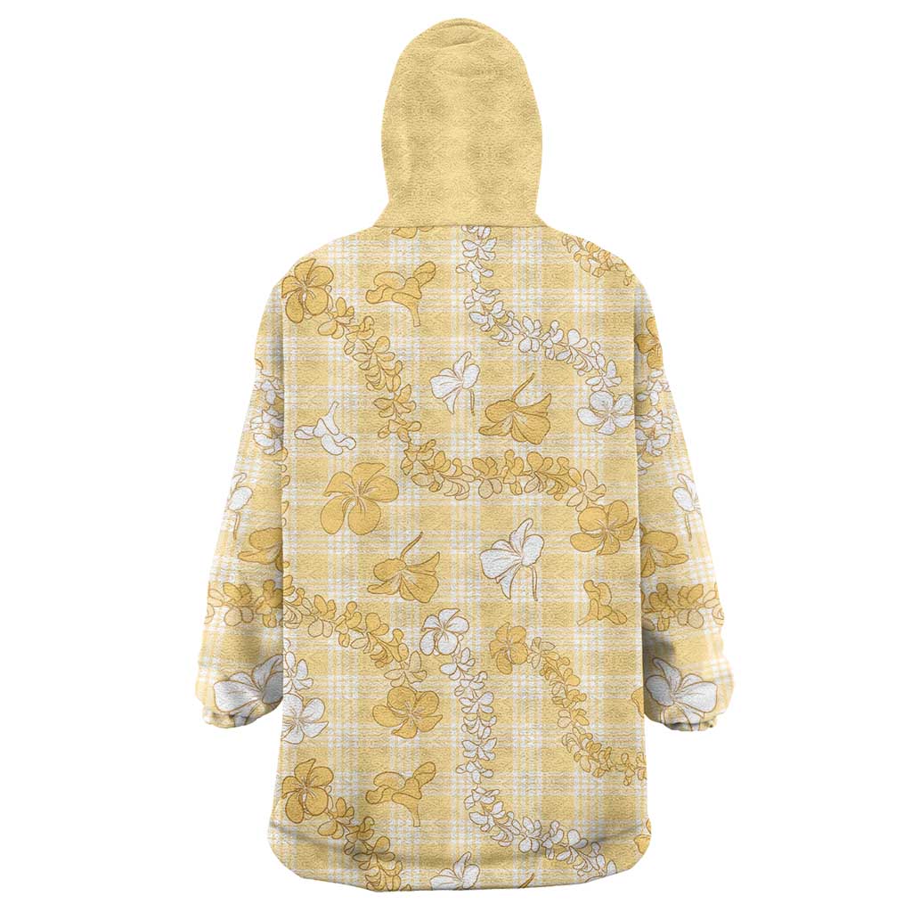 Melemele Aloha Hawaii Wearable Blanket Hoodie Plumeria Lei With Palaka Motif LT14 - Polynesian Pride