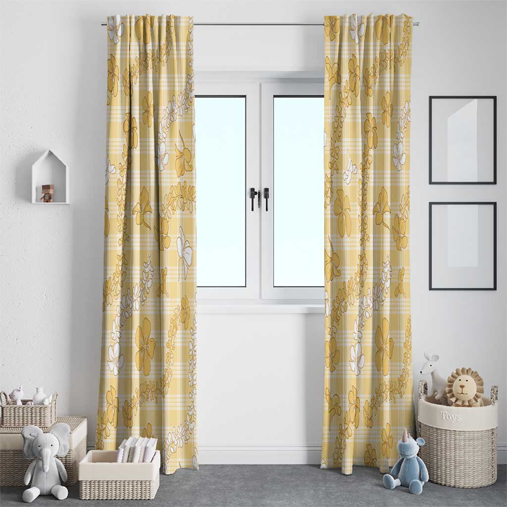Melemele Aloha Hawaii Window Curtain Plumeria Lei With Palaka Motif - Polynesian Pride