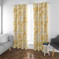 Melemele Aloha Hawaii Window Curtain Plumeria Lei With Palaka Motif - Polynesian Pride