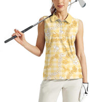 Melemele Aloha Hawaii Women Sleeveless Polo Shirt Plumeria Lei With Palaka Motif LT14 - Polynesian Pride