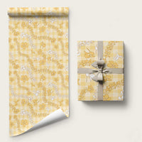 Melemele Aloha Hawaii Wrapping Paper Plumeria Lei With Palaka Motif LT14 58" × 23" Yellow - Polynesian Pride