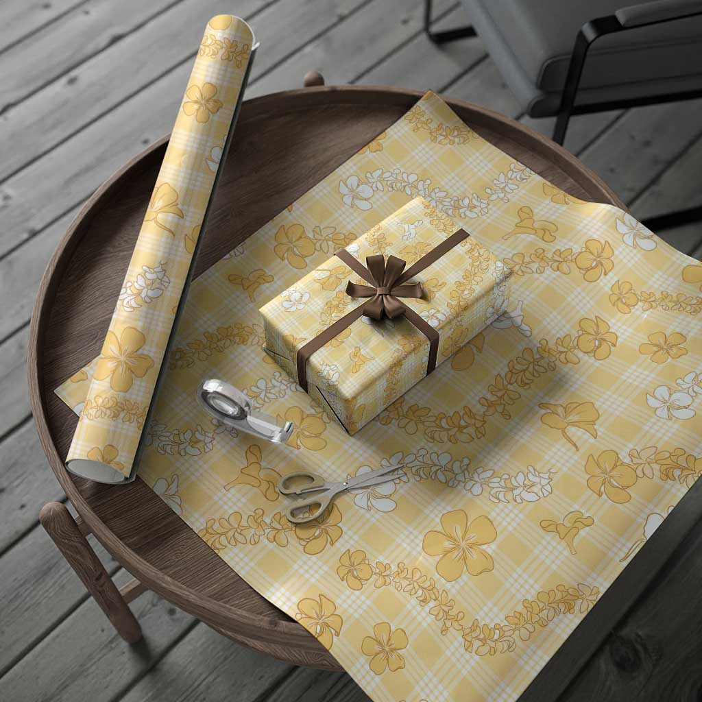 Melemele Aloha Hawaii Wrapping Paper Plumeria Lei With Palaka Motif LT14 - Polynesian Pride