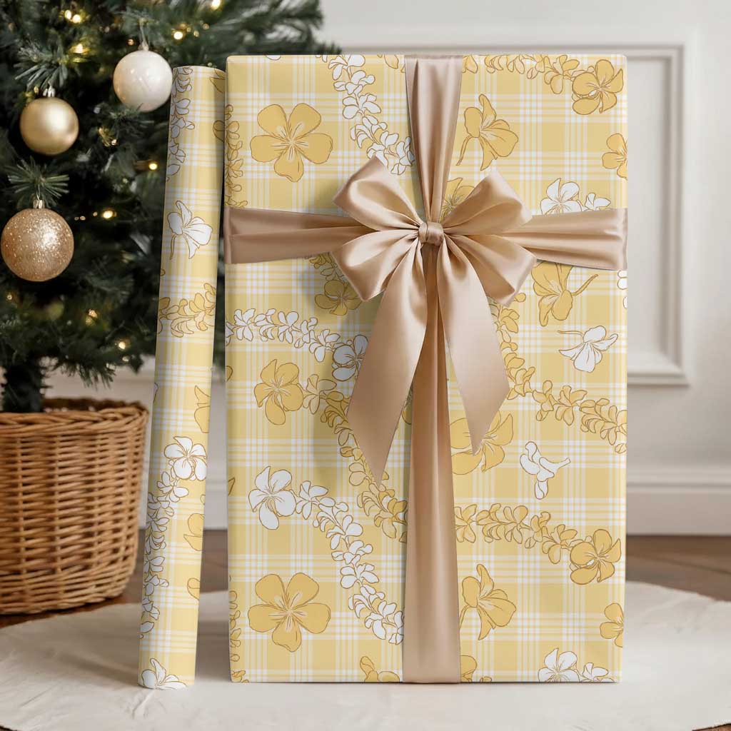 Melemele Aloha Hawaii Wrapping Paper Plumeria Lei With Palaka Motif LT14 - Polynesian Pride
