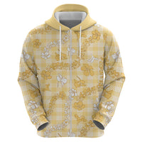 Melemele Aloha Hawaii Zip Hoodie Plumeria Lei With Palaka Motif LT14 - Polynesian Pride