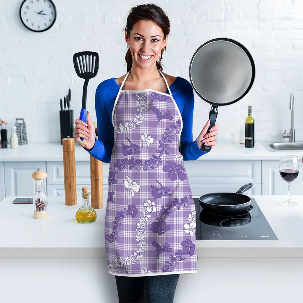 Poni Aloha Hawaii Apron Plumeria Lei With Palaka Motif - Polynesian Pride