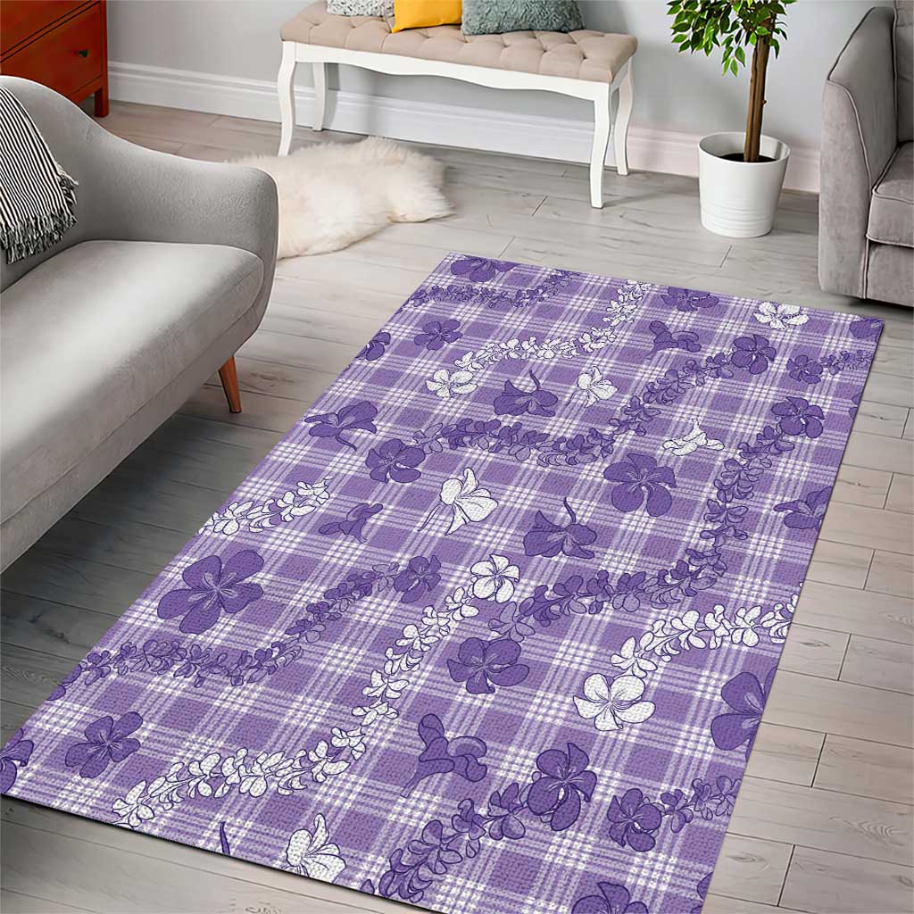 Poni Aloha Hawaii Area Rug Plumeria Lei With Palaka Motif - Polynesian Pride