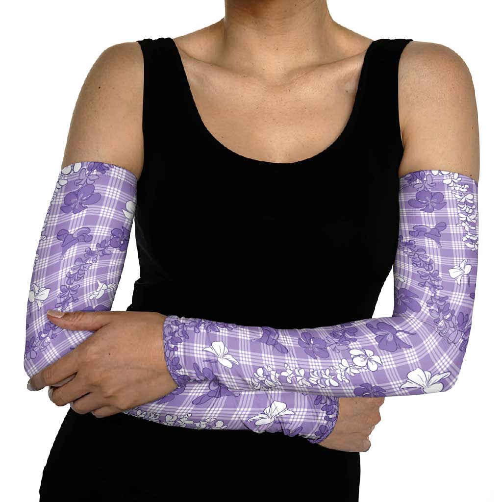 Poni Aloha Hawaii Arm Sleeves Plumeria Lei With Palaka Motif - Polynesian Pride