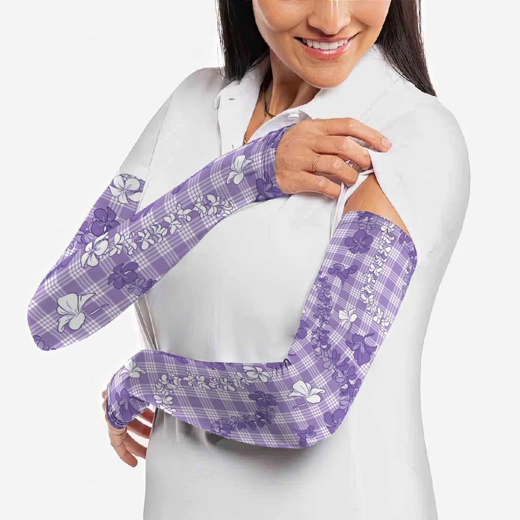 Poni Aloha Hawaii Arm Sleeves Plumeria Lei With Palaka Motif - Polynesian Pride