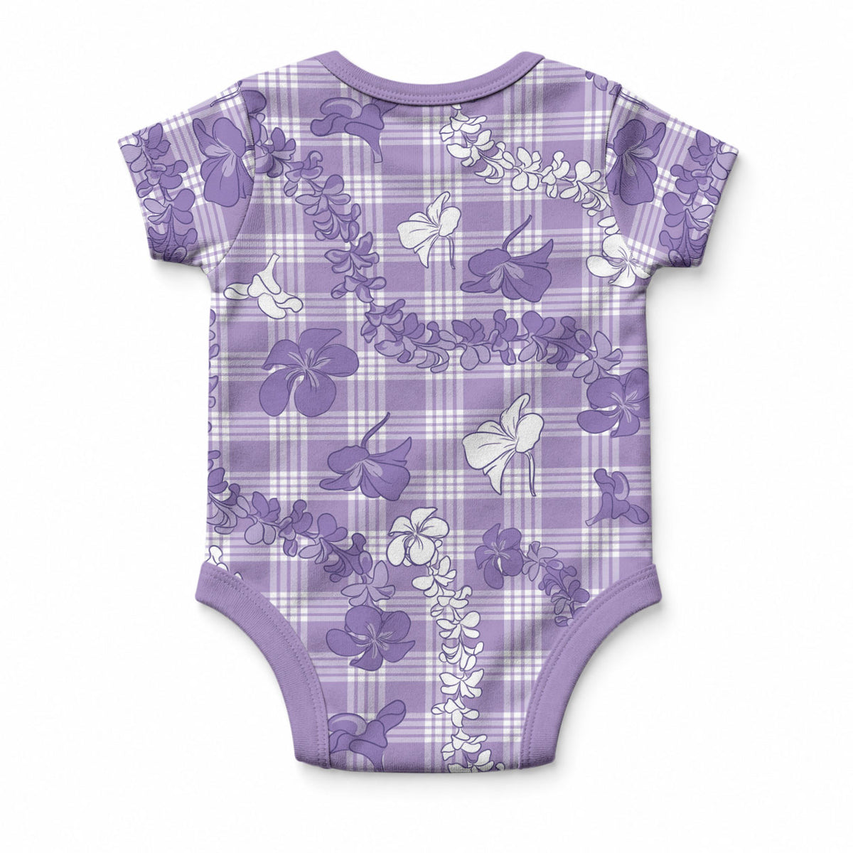 Poni Aloha Hawaii Baby Onesie Plumeria Lei With Palaka Motif