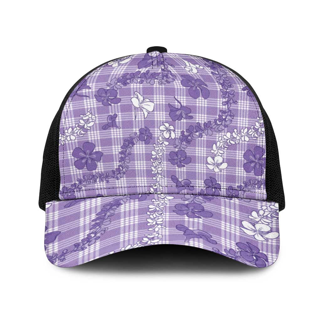 Poni Aloha Hawaii Baseball Net Cap Plumeria Lei With Palaka Motif - Polynesian Pride
