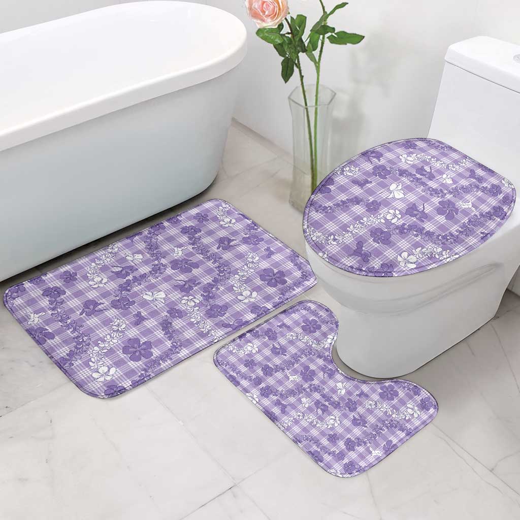 Poni Aloha Hawaii Bathroom Set Plumeria Lei With Palaka Motif - Polynesian Pride