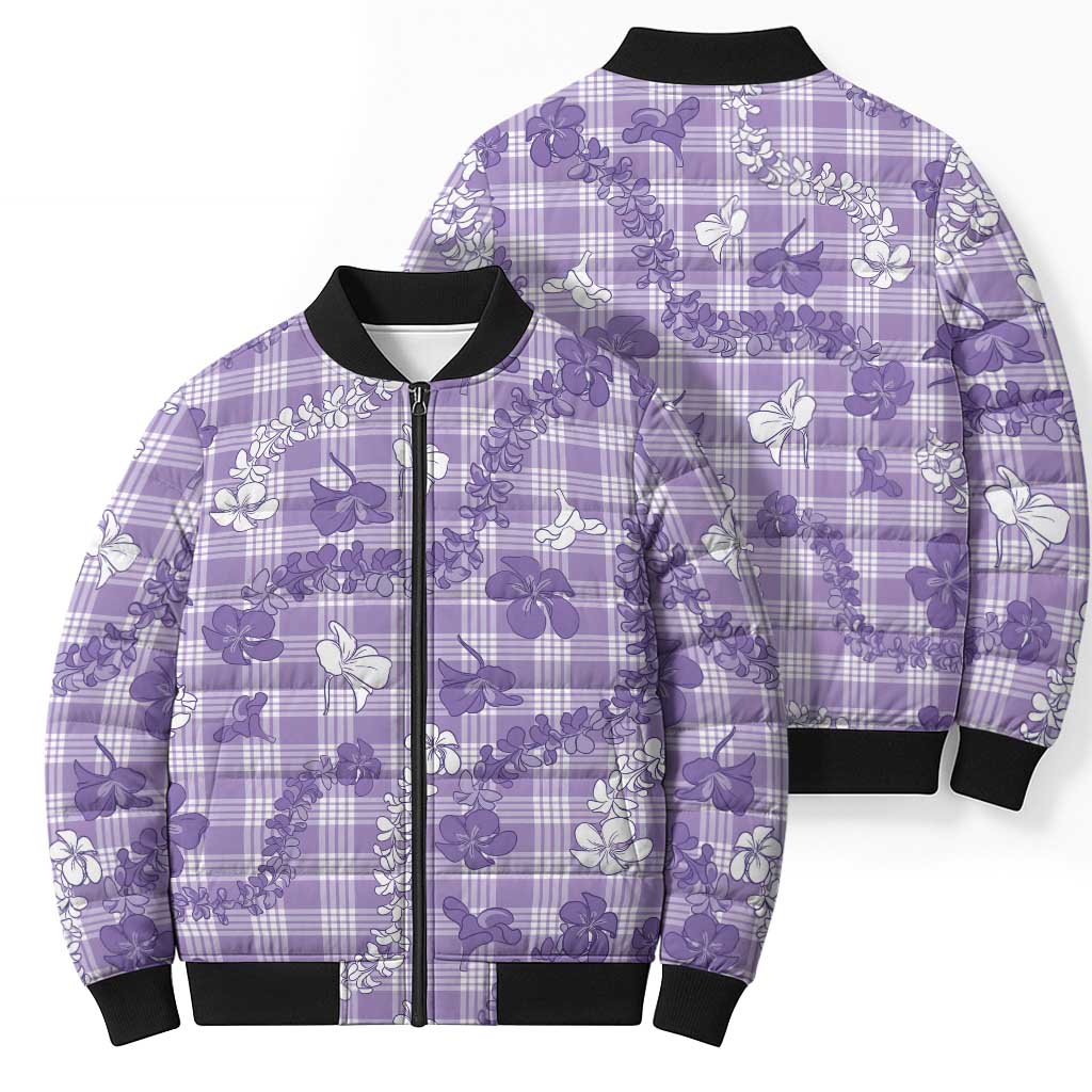 Poni Aloha Hawaii Bomber Puffer Jacket Plumeria Lei With Palaka Motif LT14 - Polynesian Pride