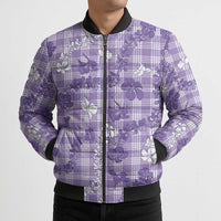 Poni Aloha Hawaii Bomber Puffer Jacket Plumeria Lei With Palaka Motif LT14 - Polynesian Pride
