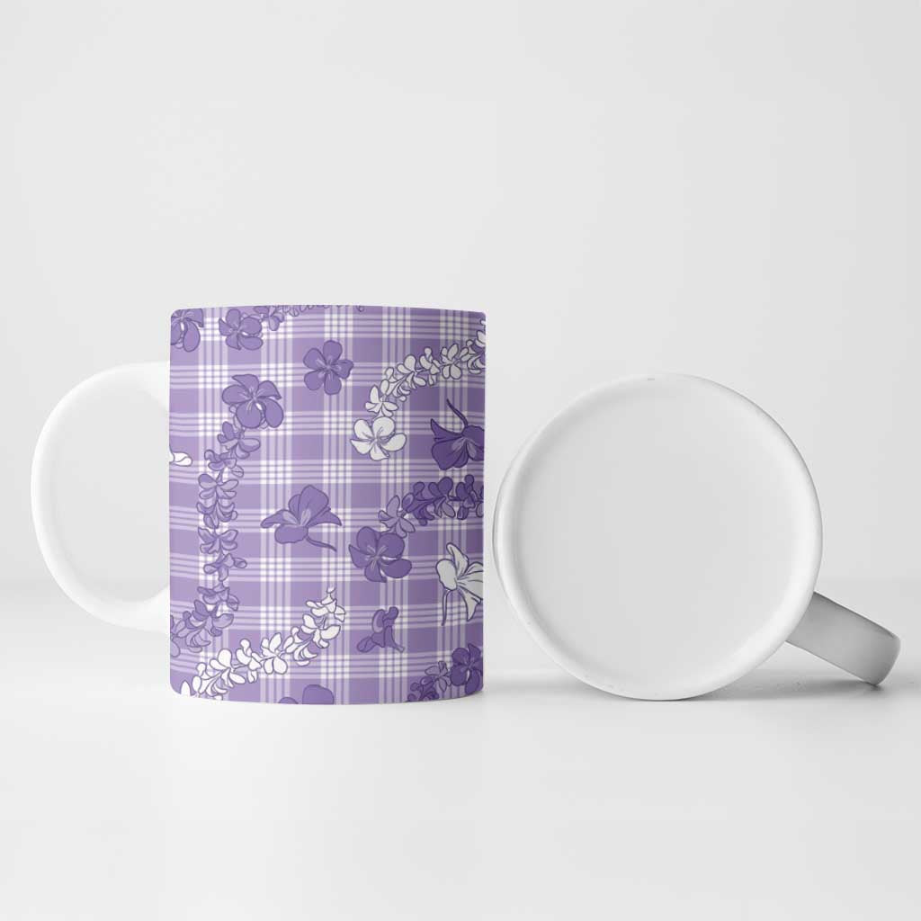 Poni Aloha Hawaii Ceramic Mug Plumeria Lei With Palaka Motif - Polynesian Pride