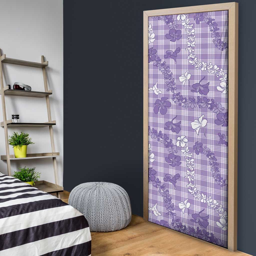Poni Aloha Hawaii Door Cover Plumeria Lei With Palaka Motif - Polynesian Pride