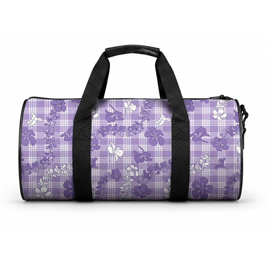 Poni Aloha Hawaii Duffle Bag Plumeria Lei With Palaka Motif